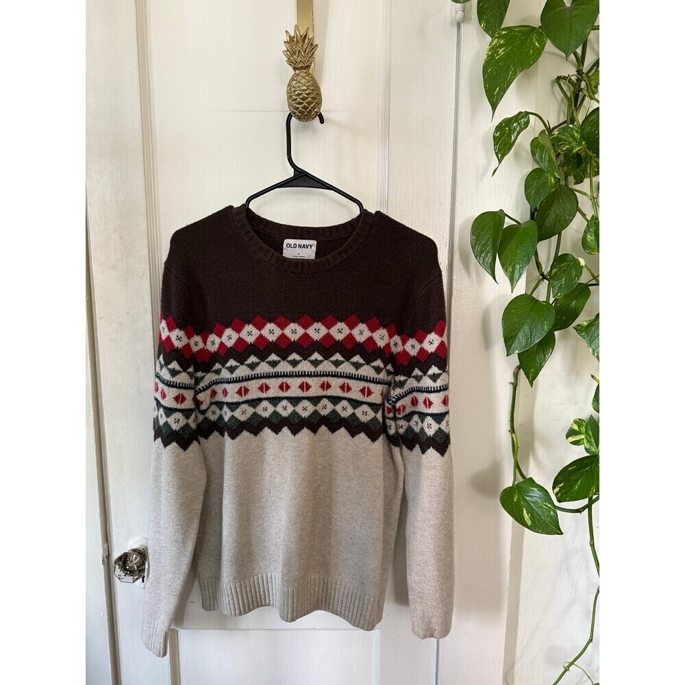 Old Navy men’s size small brown Christmas sweater